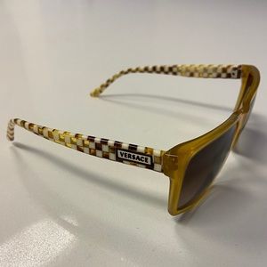 Authentic Versace yellow checkered sunglasses